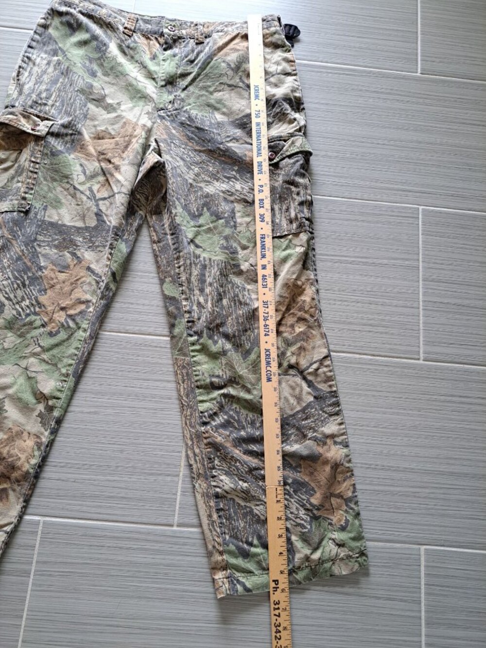 Vintage Woolrich Camo Cargo Pants Adjustable Waist Pockets Mens 36" Leaf Tree - Picture 10 of 13